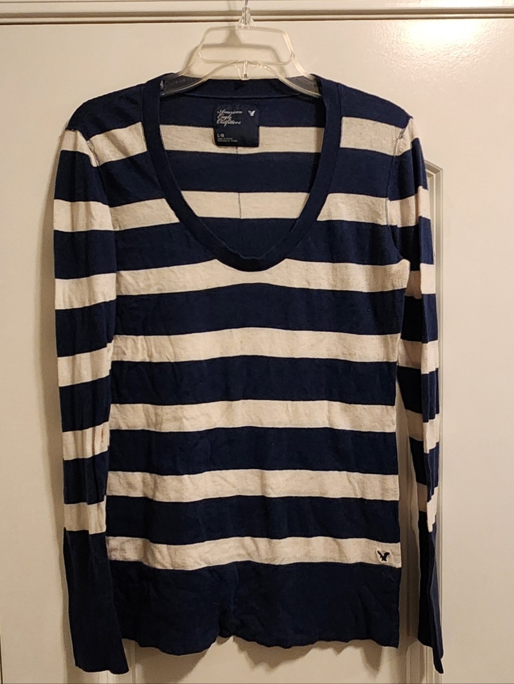 American Eagle Blue Stripe Long Sleeve Sweater  Elena Gilbert Vibes  Sz L/G